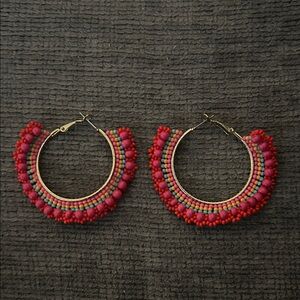 Colorful Beaded Hoop Earrings